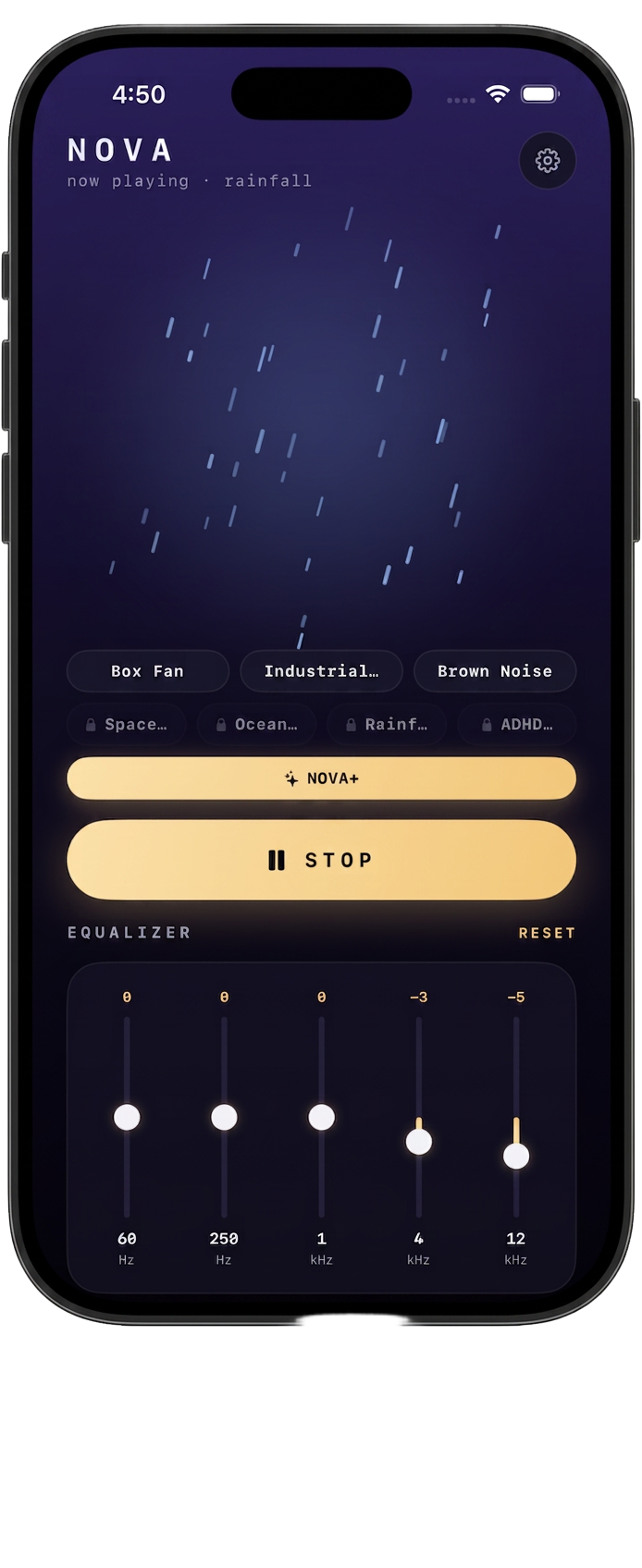 Nova playing Rainfall